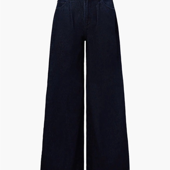 WeWoreWhat High Rise Pleated Wide Leg Pants, Raw Wash - Picture 2 of 5